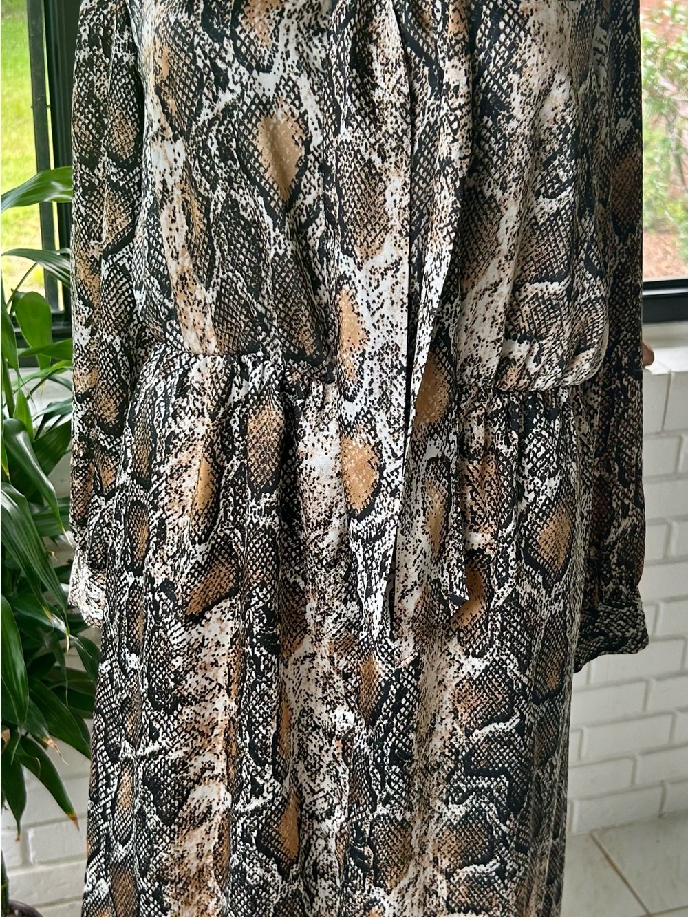 Zara Snake-Print Midi Dress - Brown & Black